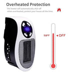 ThermoEase 350W Compact Heating Device | Wall Socket Heater with Remote Control | LED Display & Timer | 180° Rotating Plug