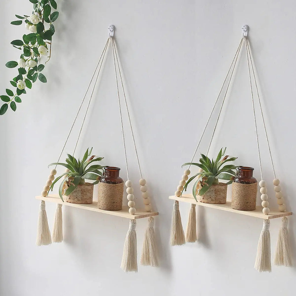 Wall shelf – Wood – Hanging shelves – Boho home decoration – Room decoration