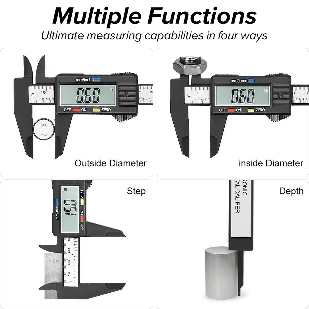 Digital Vernier Caliper Ruler, Carbon Fiber Electronic Micrometer Gauge
