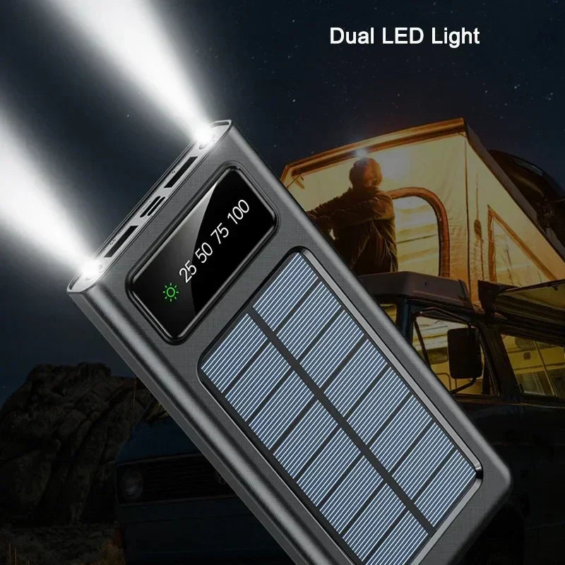 PowerCharge Solar Power Bank | 4-in-1 cable system | Fast charging & LED flashlight