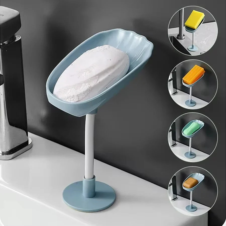 DryLoft Soap Holder | Double Chamber with Drain & Lid | Wall Mount without Drilling | Dust Protection & Space Saving