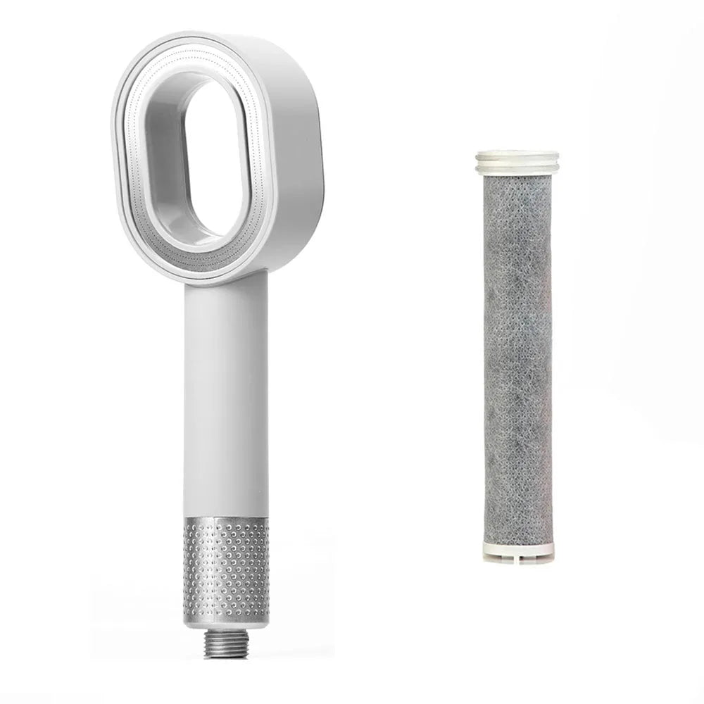 AquaGlow Beauty Filter Showerhead – High pressure, water-saving and purified showering – round handheld model