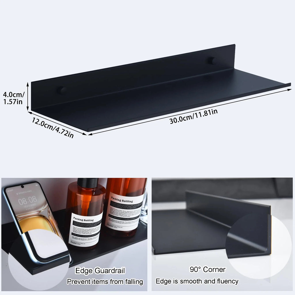 Metallura | Wall shelf made of metal | Floating shelf 30/40/50 cm | Space-saving storage for bathroom, kitchen & bedroom