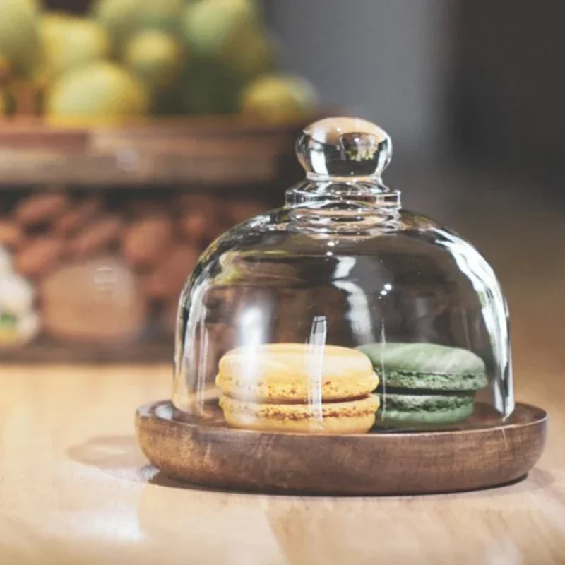 Glass bowl with wooden lid – Sturdy storage bowl for snacks and sweets