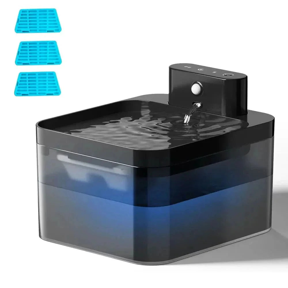 Intelligent cat fountain with motion sensor & filtration system