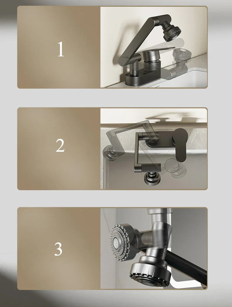 Two-Hole Bathroom Faucet with 360-Degree Swivel Spout