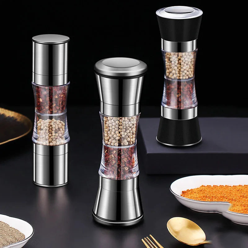 2-in-1 Spice Mill SPICURA DuoMill | Stainless Steel Double Mill for Salt & Pepper | Manual & Stylish