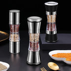 2-in-1 Spice Mill SPICURA DuoMill | Stainless Steel Double Mill for Salt & Pepper | Manual & Stylish