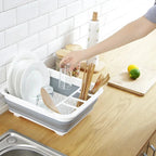 TrockniQ Foldable Drying Rack Kitchen | Dish Rack with Water Drain | Space-Saving & Washable | Modern Design Made of Plastic