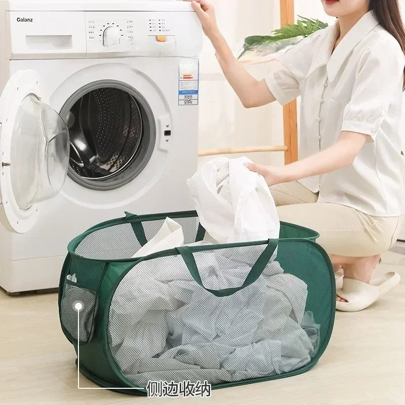 Foldixa Laundry Basket | Pop-Up Design & Foldable | With Side Pocket | Single or Double Variant