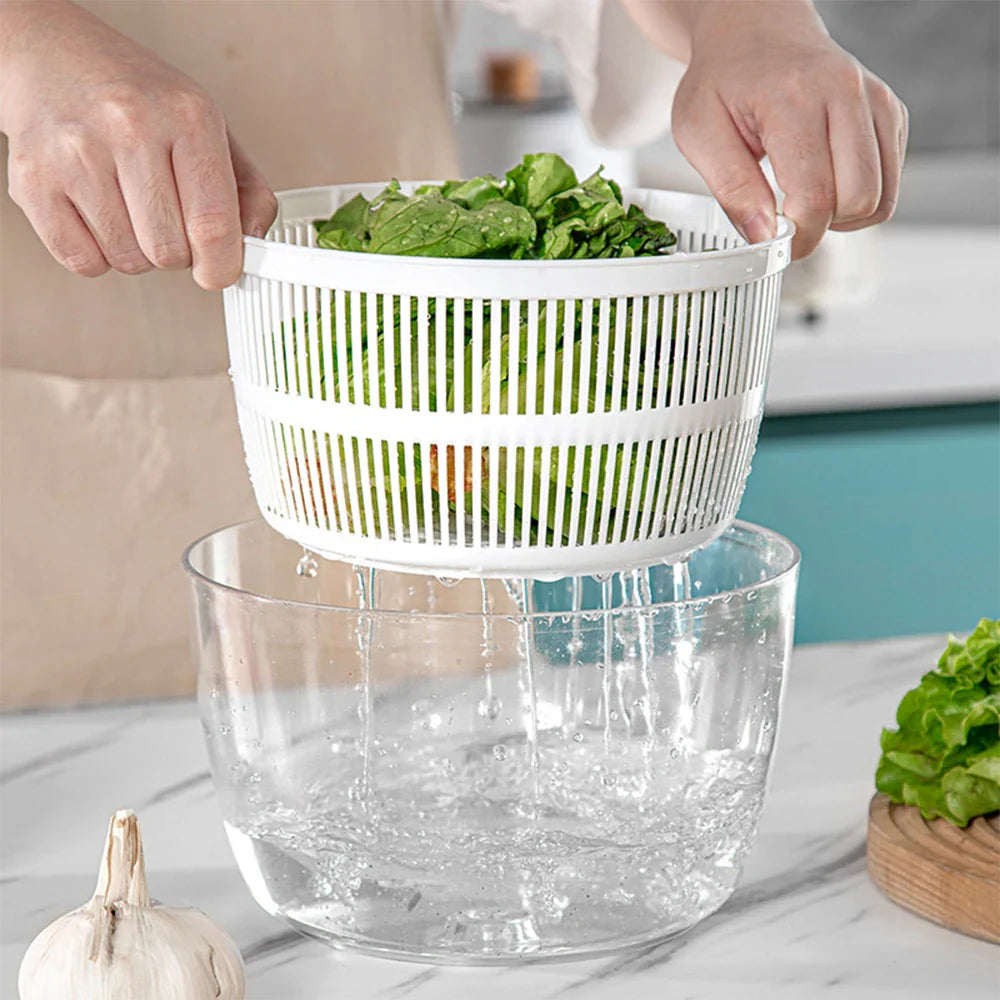 SpinFresh Salad Spinner 3L with Lid | One-Hand Operation & Non-Slip Base | Salad Washer & Dryer for Vegetables & Fruits | BPA-Free & Practical