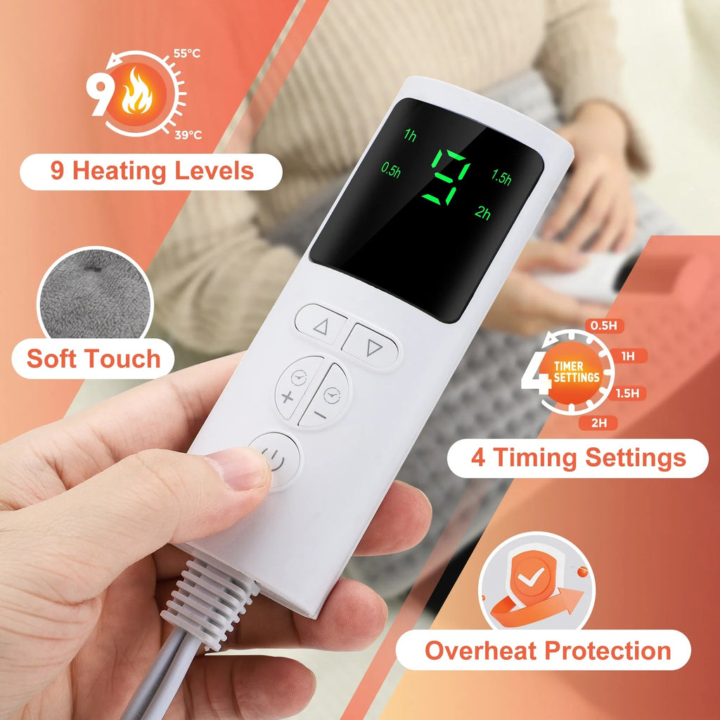 ThermaEase Electric Heating Pad | Multifunctional Heating Belt for Back & Waist | 9 Temperature Levels & 4 Timer Options