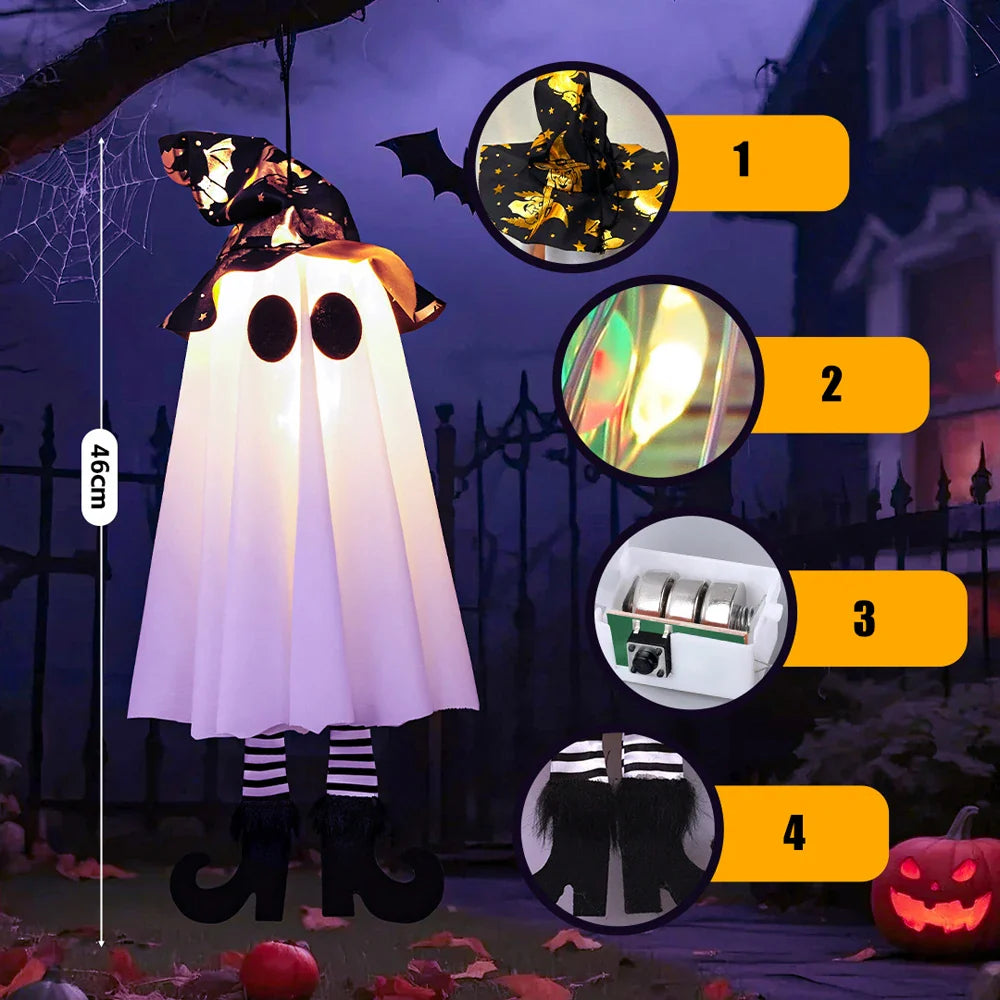 Glow Ghost SpookyShine | LED Hanging Ghosts | Halloween Decoration | Indoor & Outdoor | 1/2/3 Pieces