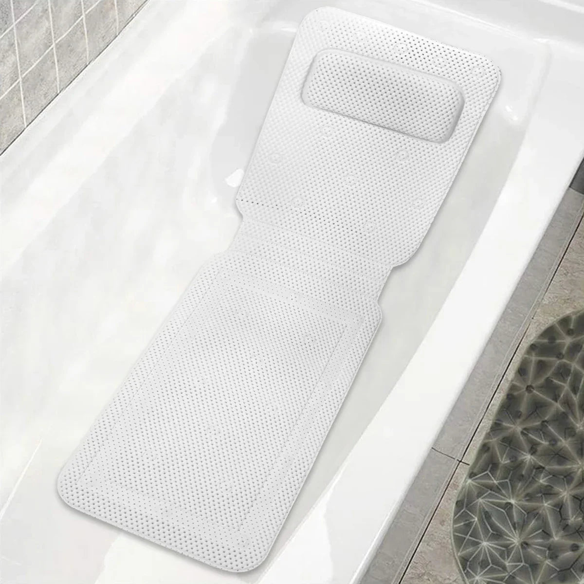 HydroComfort Non-Slip Bathtub Mat with Pillow