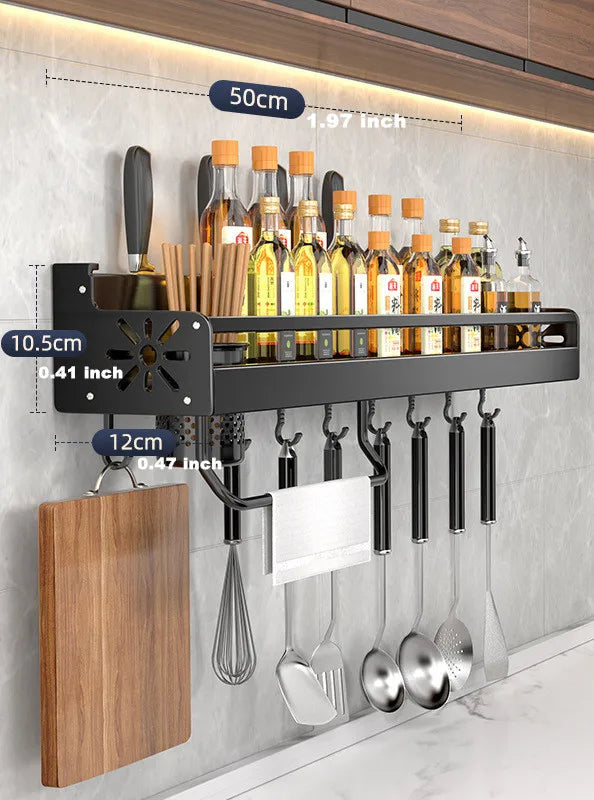Kitchen wall shelf made of metal – Self-adhesive & screwable | Non-slip wave pattern | Mounting accessories included