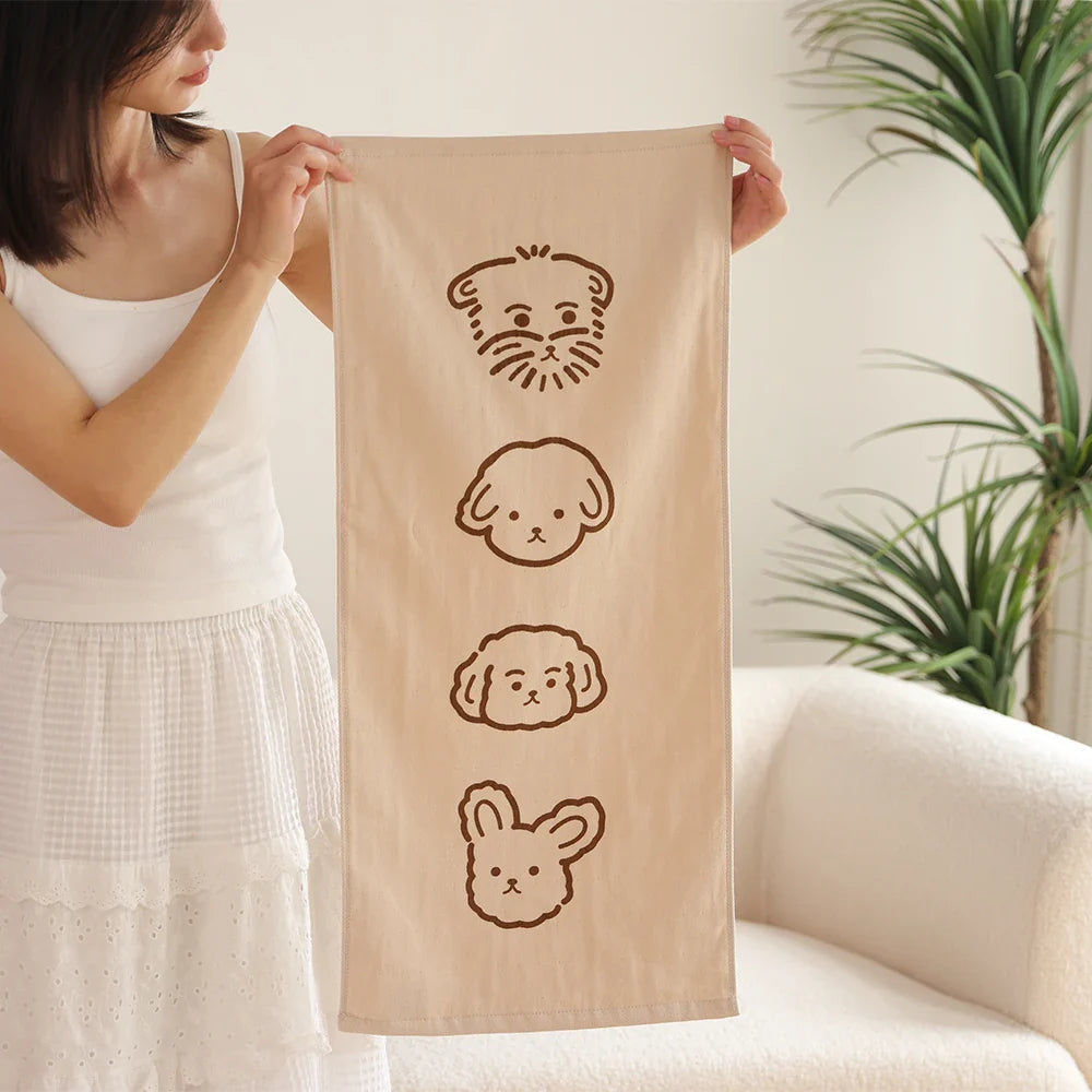 Puppy Illustration Cotton Towel – Cute & Soft Face Towel