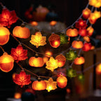 GlowHarvest Halloween String Lights | LED Pumpkin & Maple Leaves | 1.5m / 3m | Warm White