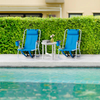 2-Pack Foldable High-Strength Beach Chairs with Adjustable Headrest – Blue