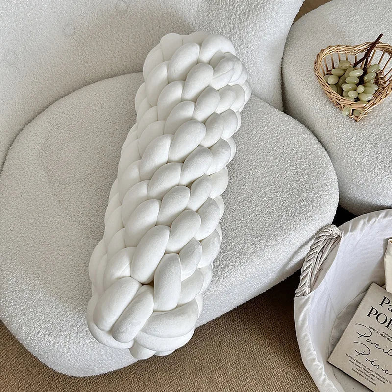Braided Twist Pillow – Long Decorative Cushion for Sofa & Bed