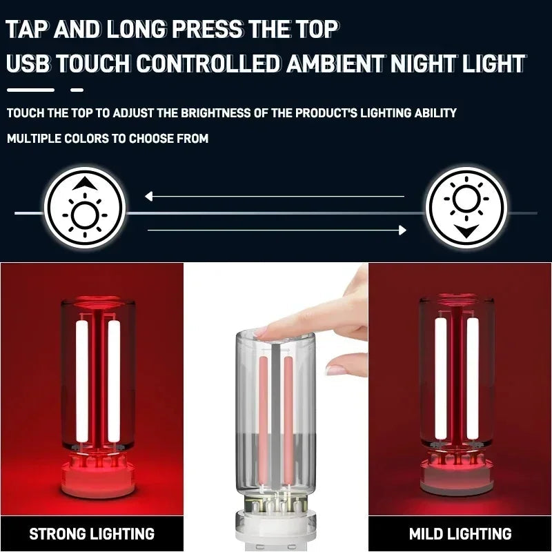 LumiVase Ambient Light | Glass Bottle Design | Touch Dimmer | USB | 5 Colors
