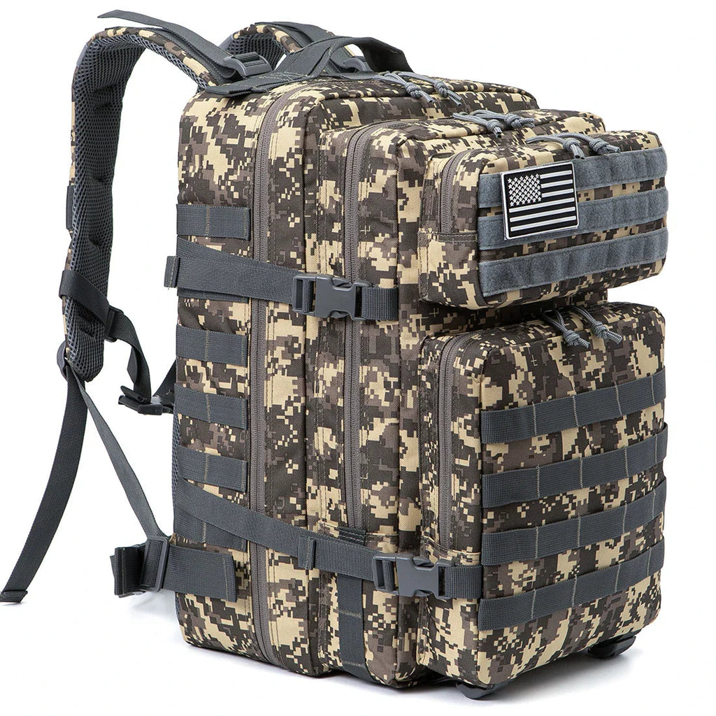 TACTICO45 45 L Outdoor Rucksack | Molle-System | 3-Day Capacity | Robust & Multifunctional – Black/Khaki/Olive