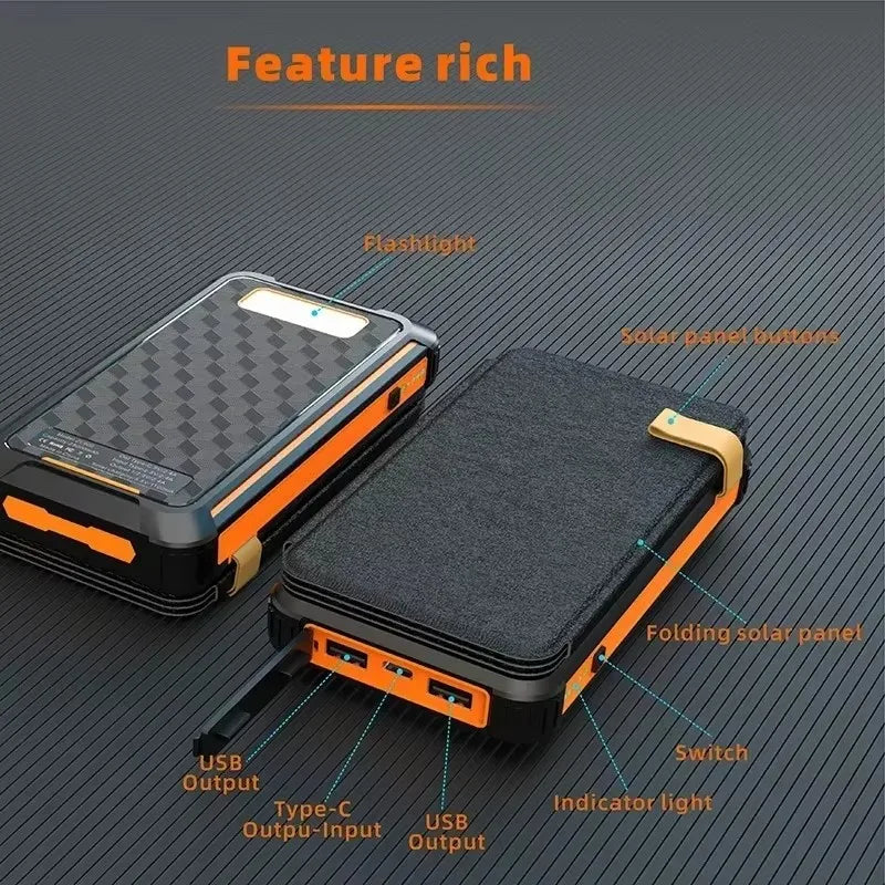 Solar-Powerbank SunCharge Fold | Foldable Solar Panel & USB Output | Waterproof & Outdoor Suitable | For Phone, Camping & Travel