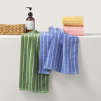 Retro Striped Polyester Towel, Quick-Drying and Machine-Washable