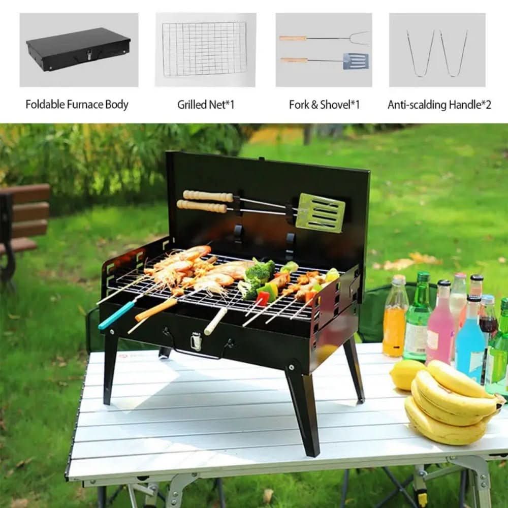 Folding Steel Grill for Mobile BBQ & Spontaneous Grilling Fun