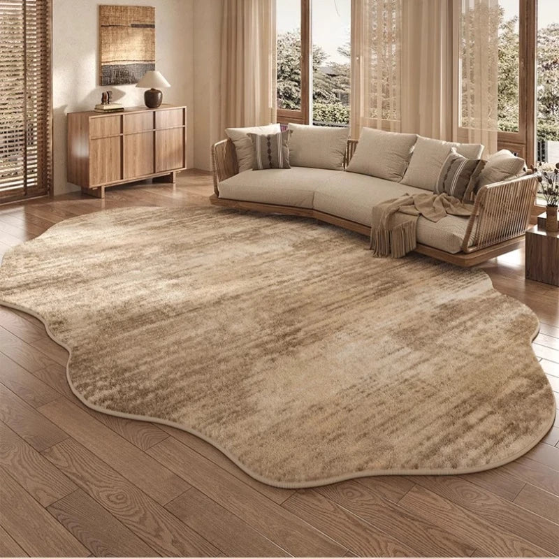 Irregular Plush Rug Light Luxury Washable for Bedroom and Living Room