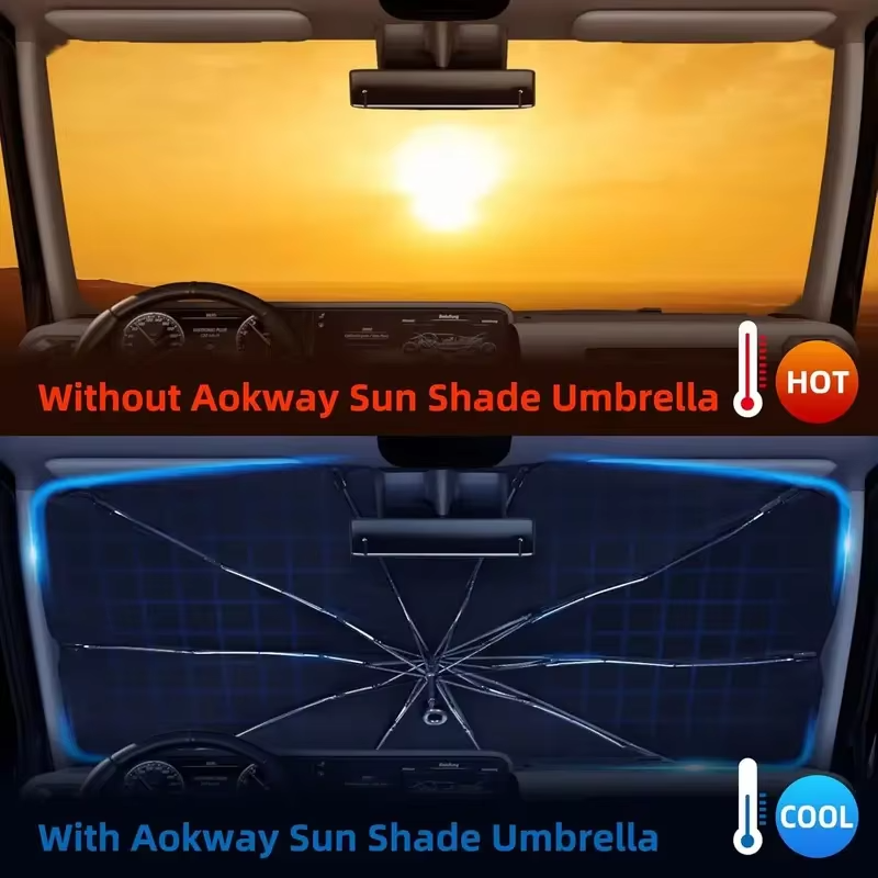 Windshield Sun Shade Umbrella – Foldable UV-Blocking Car Sunshade to Keep Interior Cool & Protected