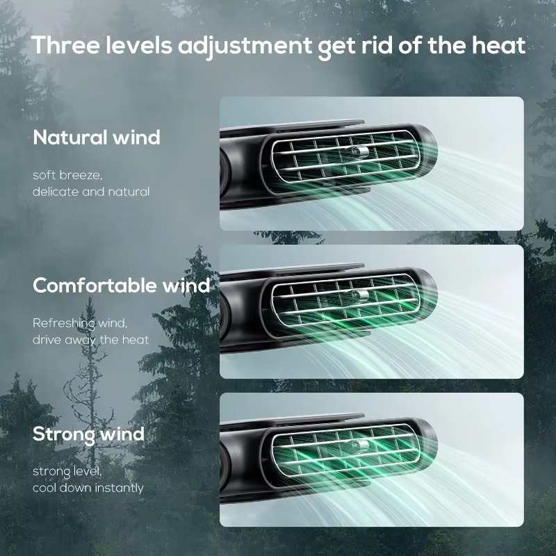 Car Headrest Cooling Air Fan – 3-Speed Adjustable Rear Seat Air Circulator
