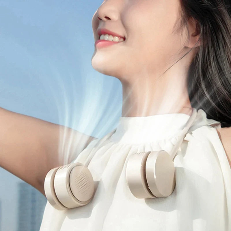 NeckBreeze Neck Fan Bladeless | Portable & Rechargeable | 3-Stage Cooling | Quiet & Compact