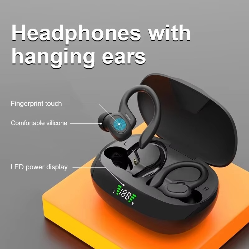 SP16 True Wireless Earbuds with Ear Hooks, Waterproof Sports Headphones with Mic and HiFi Stereo Sound