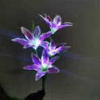 Solar LED flower lights in lily shape – Color-changing garden lights with stake for outdoor areas