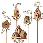 Metal art birdhouse garden stake - Talart