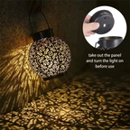 Outdoor Solar LED Lantern Light with Hollow Wrought Iron Design for Garden and Yard Decoration