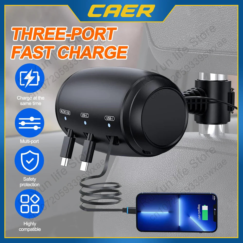 Retractable Car Backseat Fast Charging Adapter