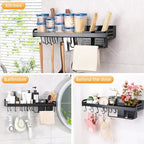 Kitchen wall shelf made of metal – Self-adhesive & screwable | Non-slip wave pattern | Mounting accessories included