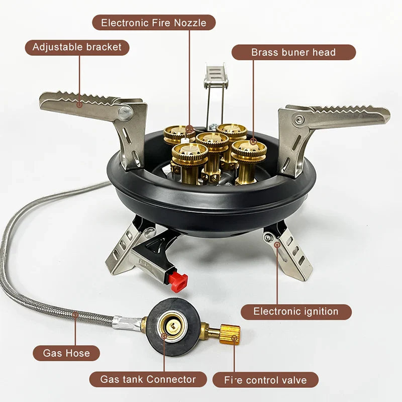 Flamurion Camping Gas Stove 16000W with Piezo Ignition | Foldable High-Pressure Gas Burner for Outdoor & Emergencies | For Butane/Propane