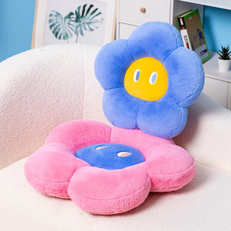 Fluffy Flower Cushion with Eyes