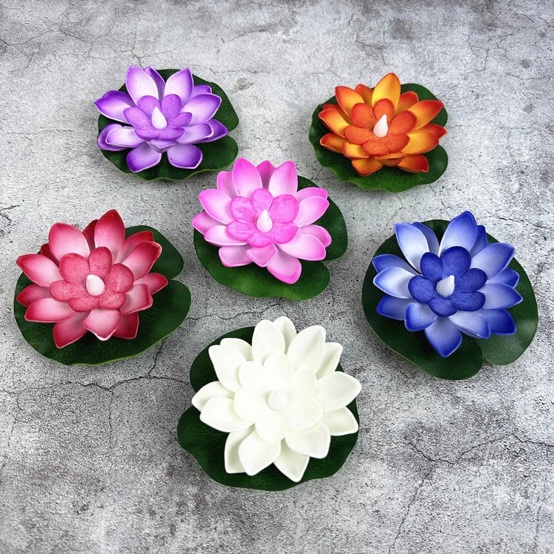 Floating Lotus Lamp LUMILYA | LED Water Sensor | Warm White Light | For Pond, Garden & Parties