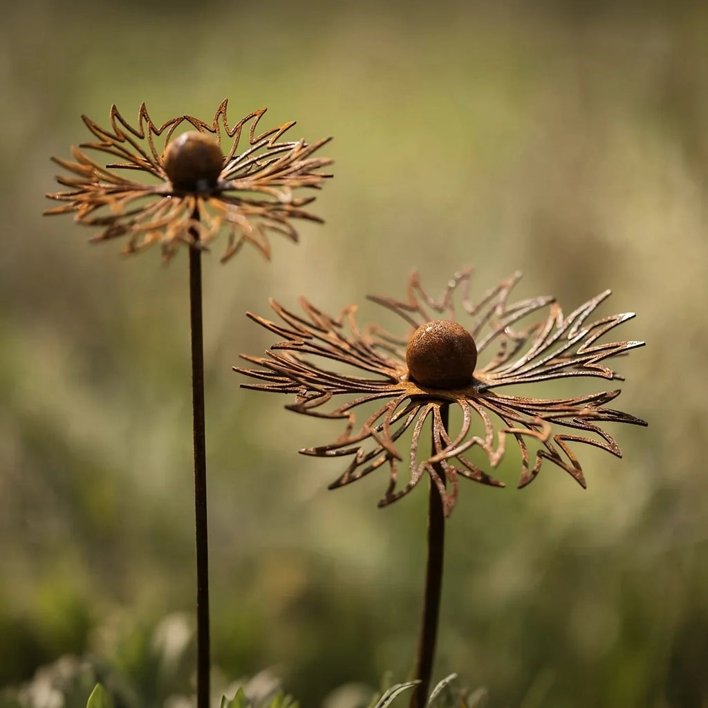 FLORUSTA Garden Stake Bluebonnet | Rust Look Metal | Rustic Garden Decor