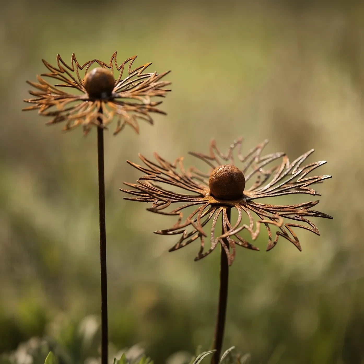 FLORUSTA Garden Stake Bluebonnet | Rust Look Metal | Rustic Garden Decor