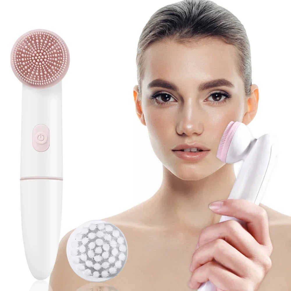 Skinvora 2-in-1 Facial Cleansing Device Silicone | Deep Cleansing & Massage | Waterproof & Skin-Friendly | 15.8 × 4.7 × 2.7 cm