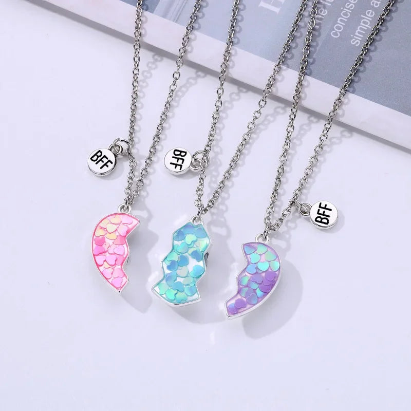Magnetic Peach Broken Heart Necklace