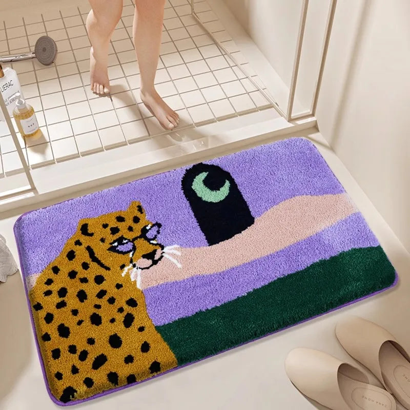 Leopard Under the Moon Colourful Bath Mat