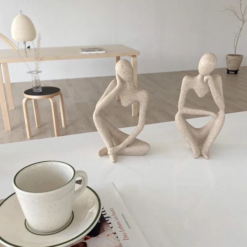 Minimalist Abstract Thinker Decor with Synthetic Resin Construction