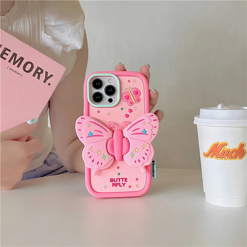 Lovely 3D Folded Butterfly Shockproof iPhone Case