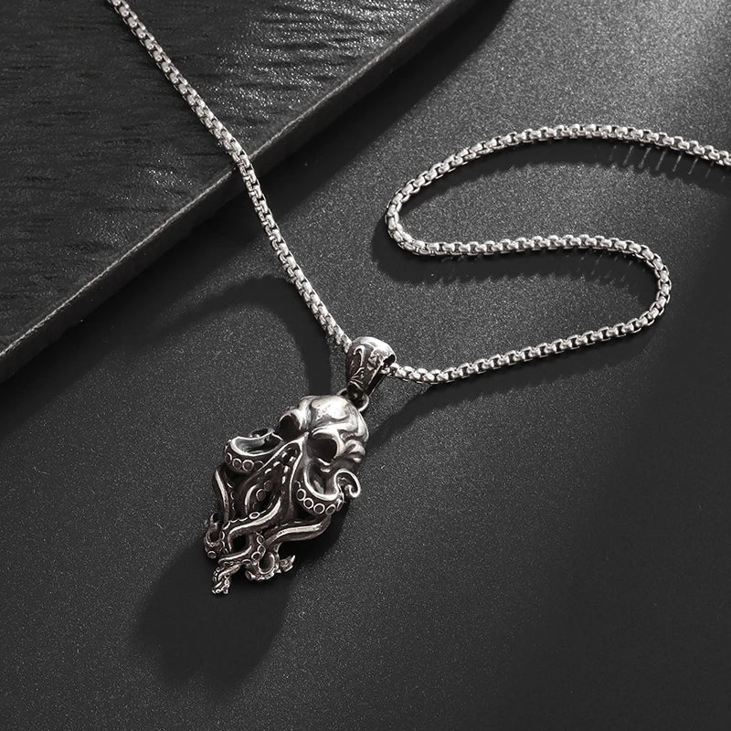 Gothic Skull Octopus Tentacle Necklace