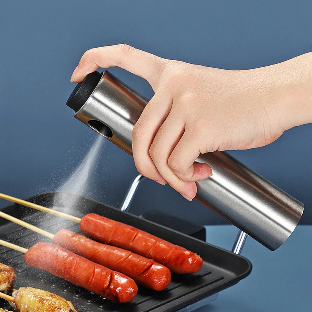 Oil Sprayer CULINARA FineMist | 100 ml Stainless Steel Spray Bottle | For Oil, Vinegar & BBQ | Refillable & Fine Dosage